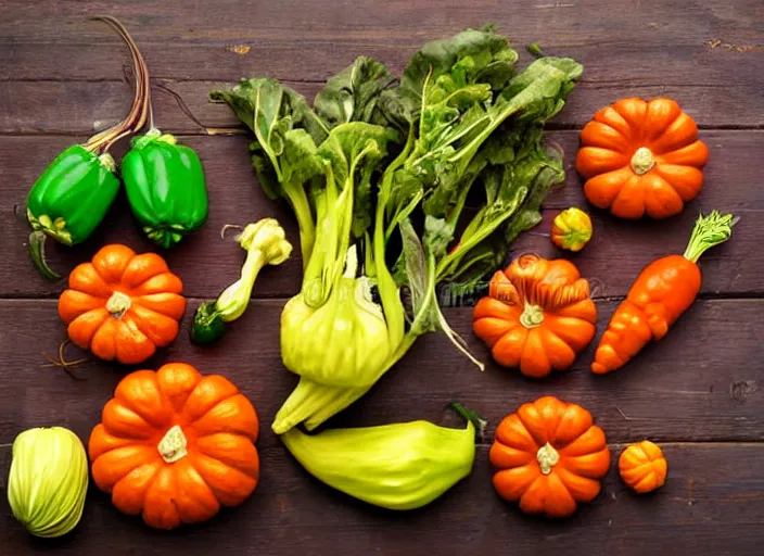 Prompt: photorealistic fall vegetables, stock photography