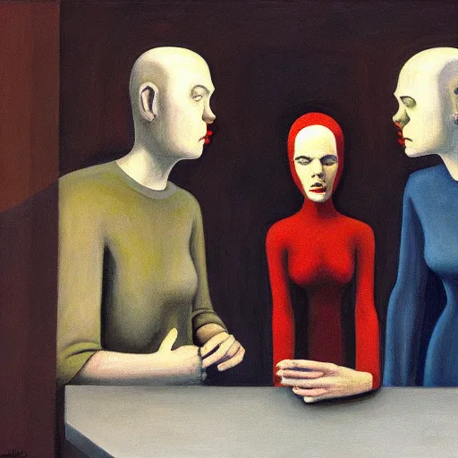 Image similar to clones, grant wood, pj crook, edward hopper, oil on canvas