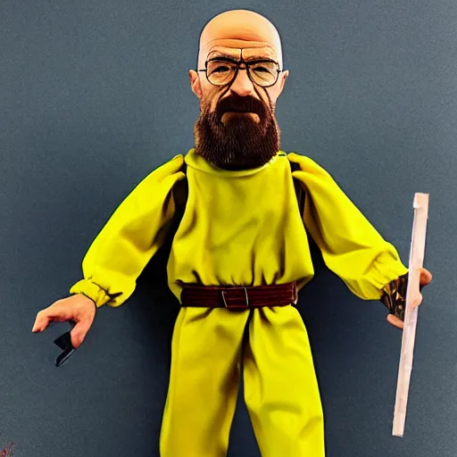 Prompt: walter white cosplay albert hofmann, stop motion vinyl action figure, plastic, toy, butcher billy style