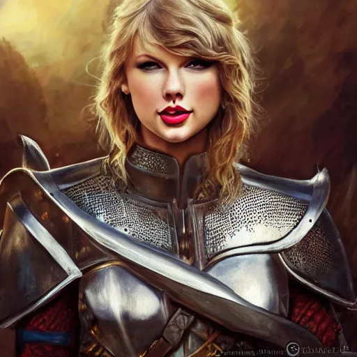 Image similar to the picture of taylor swift in a knight armor, epic fantasy art, mystical, mystic atmosphere, mythology, photo realistic, high detail, ultra realistic, hyper realistic, high definiton, 4 k uhd,