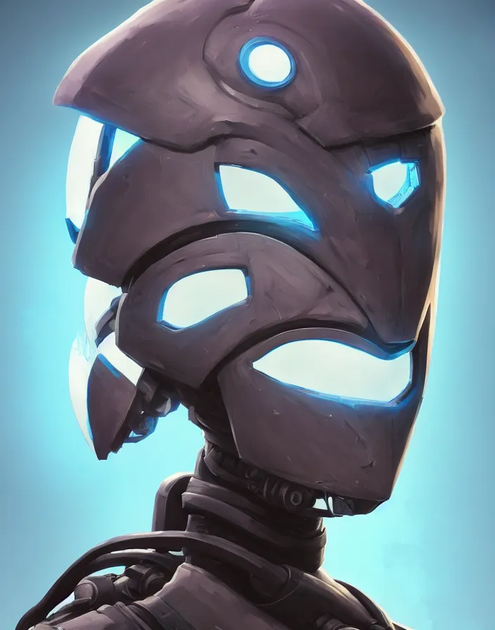 Image similar to epic mask helmet robot ninja portrait stylized as fornite style game design fanart by concept artist gervasio canda, behance hd by jesper ejsing, by rhads, makoto shinkai and lois van baarle, ilya kuvshinov, rossdraws global illumination radiating a glowing aura global illumination ray tracing hdr render in unreal engine 5