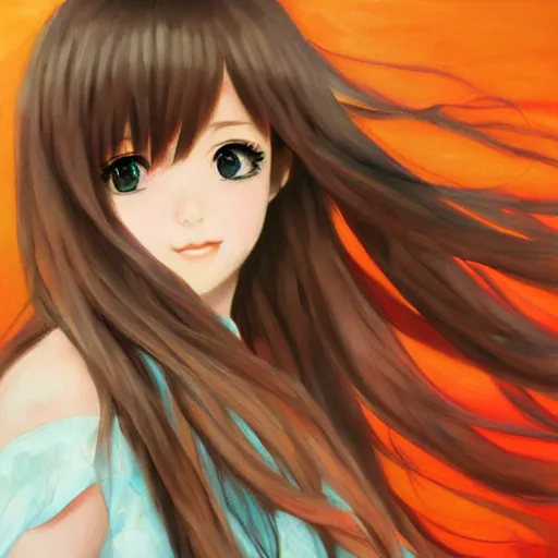 Image similar to CSP oil painting of a beautiful pretty pure kawaii cute lovely innocent elegant hot nice sweet girly feminine long hair anime waifu sister girl Trending on Pixiv