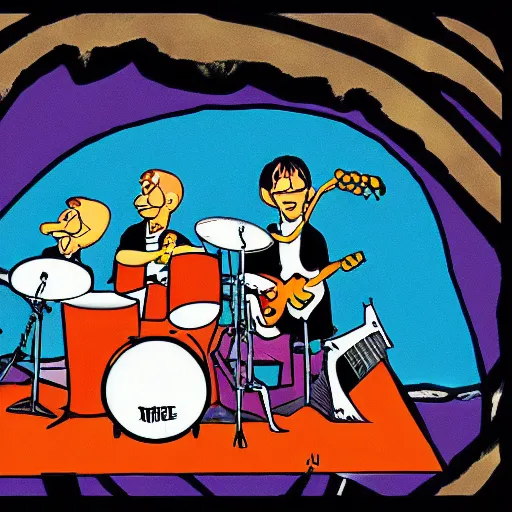 Image similar to mice playing in a rock band inspired by the beatles, animation, art by ken anderson and mel shaw,