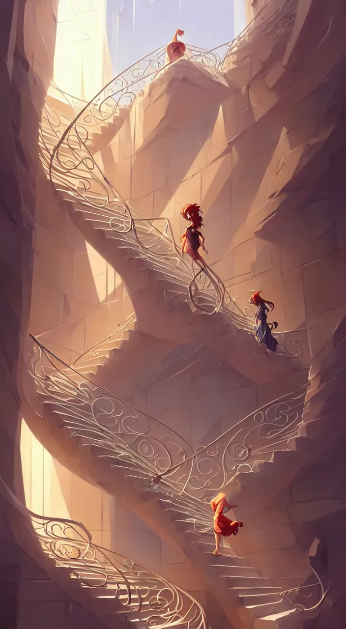 Image similar to incredible, mindblowing, never - ending swirling staircases, in marble incrusted of legends official fanart behance hd by jesper ejsing, by rhads, makoto shinkai and lois van baarle, ilya kuvshinov, rossdraws global illumination