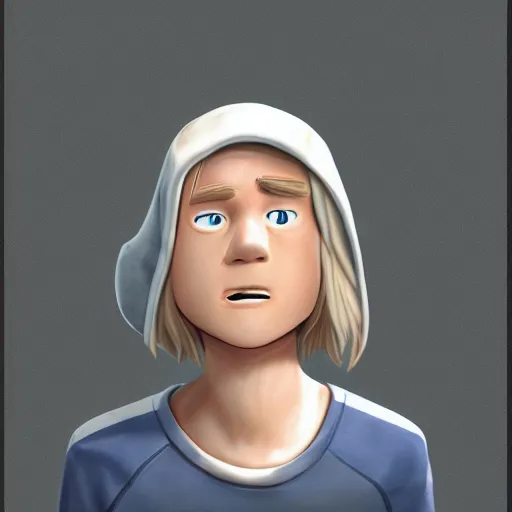 Prompt: mugshot of finn the human, photorealistic, pixar style