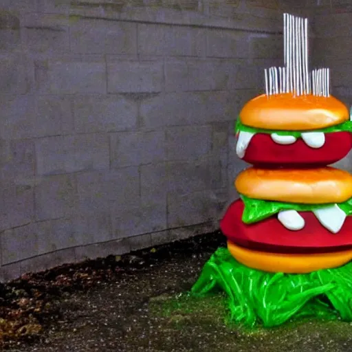 Prompt: hamburger ice sculpture