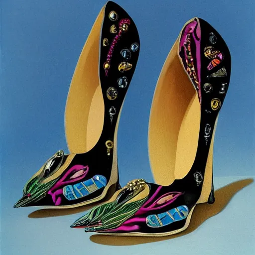 Image similar to high heel shoes in the style of salvador dali, highly detailed, studio lighting