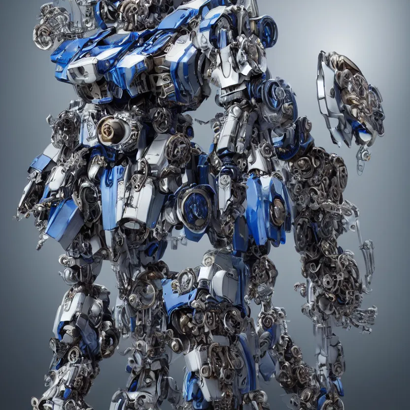 Image similar to hyper realistic mixed midea portrait of a beautiful mechanical steampunk gundam, stunning 3d render inspired art by P. Craig Russell and Barry Windsor-Smith + perfect facial symmetry + dim volumetric lighting, 8k octane beautifully detailed render, post-processing, extremely hyperdetailed, intricate futuristic mechanic parts, epic composition, grim yet sparkling atmosphere, cinematic lighting + masterpiece, trending on artstation,