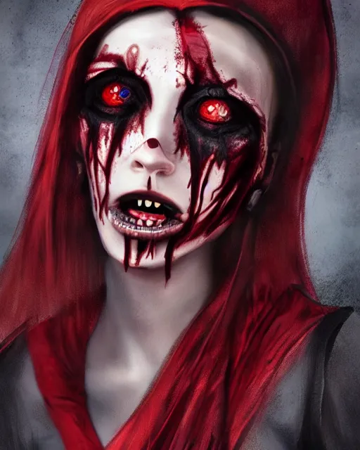 Image similar to beautiful namibian androgynous demonic vampire girl, hyperrealistic, bloodstains