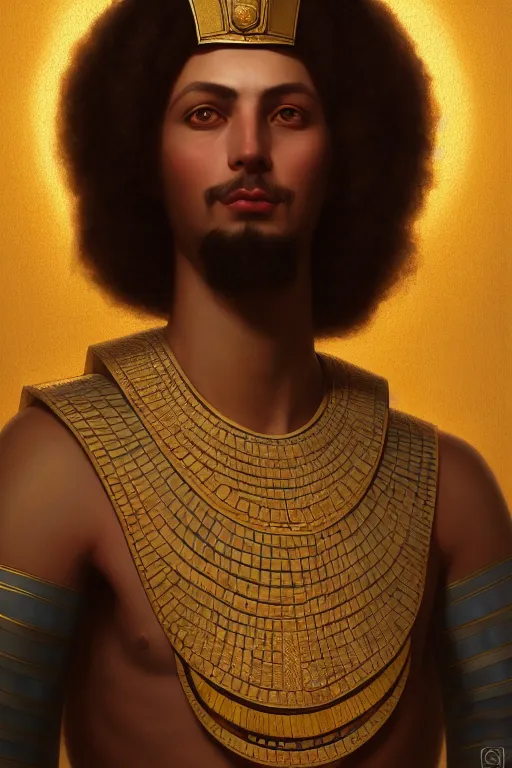 Image similar to a portrait of Ramesses II, illustration, soft lighting, soft details, painting oil on canvas by Edmund Blair Leighton and Charlie Bowater octane render trending on artstation d&d characters, 4k, 8k, HD