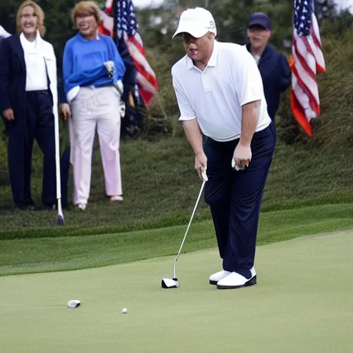 Image similar to “midget Donald trump playing golf”