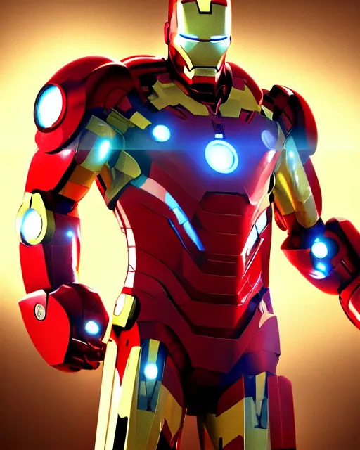 Image similar to ironman in a christmas themed suit, dynamic lighting, fantasy concept art, trending on art station, stunning visuals, creative, cinematic, ultra detailed