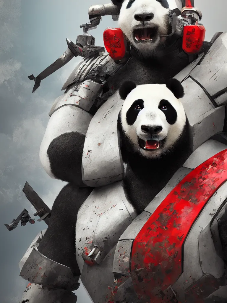 Image similar to “A detailed portrait of a giant robot panda dressed as a samurai, anime, trending on artstation, octane render, cgsociety, 4K, 8K”