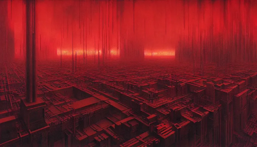 Prompt: only with red, soviet communism horror brutalist architecture apocalyptic with soviet flag, crowd cheering, in the style of beksinski and rodcenko and yue minjun and cory loftis, intricate and epic composition, red by caravaggio, highly detailed, masterpiece, red light, artstation, art nouveau