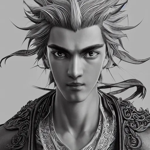 Image similar to an immortal xianxia cultivator as an absurdly handsome, elegant, angelic, young anime man, ultrafine hyperrealistic detailed face illustration by kim jung gi, irakli nadar, intricate linework, sharp focus, bright colors, matte, final fantasy, unreal engine highly rendered, global illumination, radiant light, intricate environment