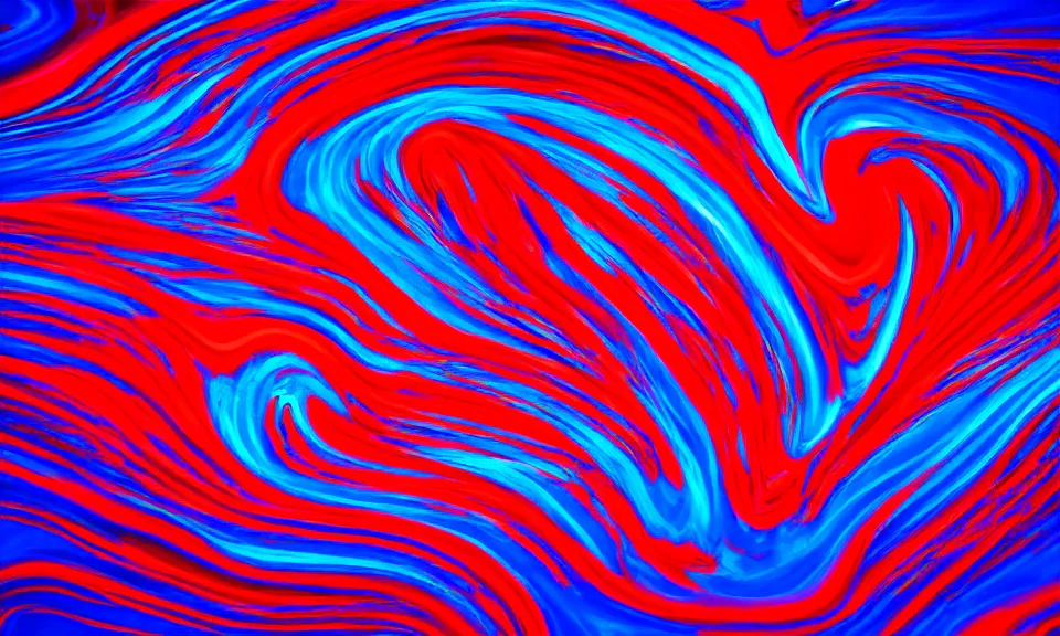 Prompt: Abstract 4K wallpaper of red and blue neon fluid