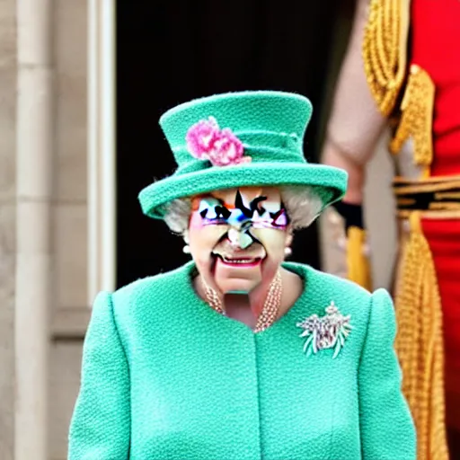 Prompt: Queen Elizabeth wearing cat ears and a furry tail