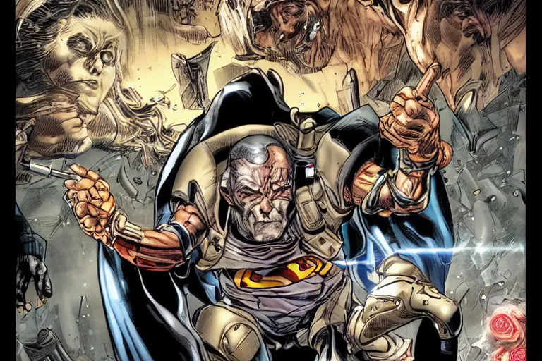 Image similar to comic of an elderly super cyborg by Jason Fabok