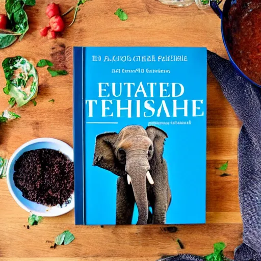 Prompt: a roasted elephant, delicious, cookbook photo, quality presentation