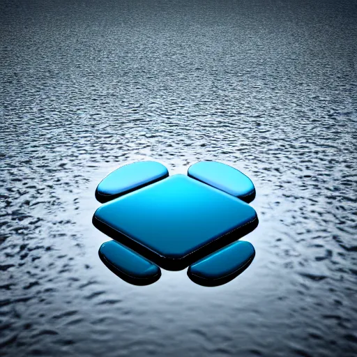 Image similar to android logo 3d render, reflected by water