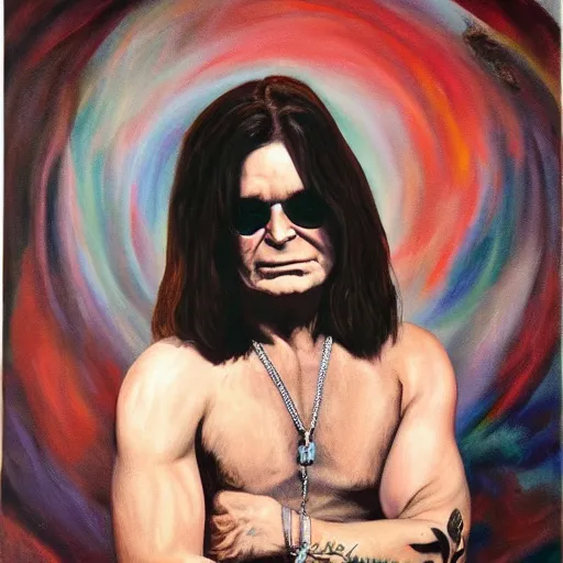 Prompt: ozzy osbourne, oil on canvas