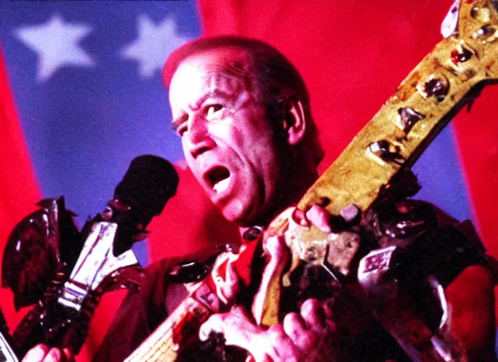 Image similar to publicity photo still of joe biden in gwar live on stage 1 9 9 8, 8 k, live concert lighting, mid shot