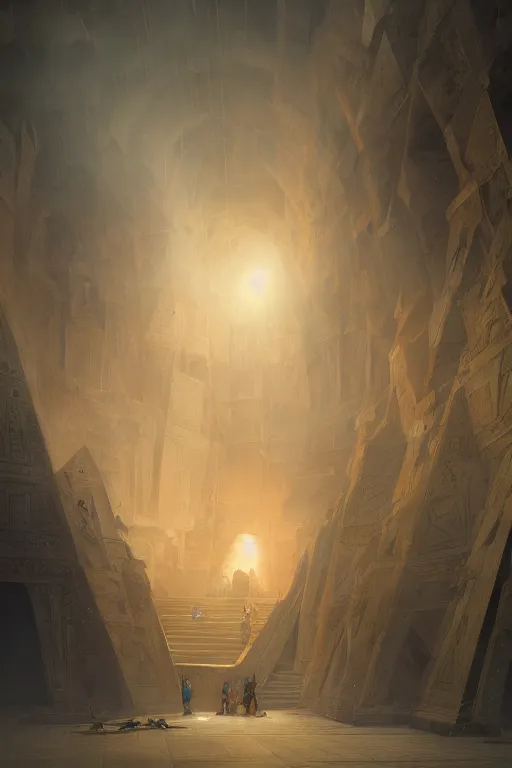 Image similar to inside of a pyramid of gizah, intricate, elegant, volumetric lighting, digital painting, highly detailed, artstation, sharp focus, illustration, concept art, ruan jia, steve mccurry