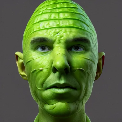 Prompt: hyperrealistic film full body still of benedict cumberbatch disguised as a cucumber, vegetable, stunning 3 d render, inspired by istvan sandorfi & greg rutkowski & unreal engine, perfect symmetry, dim volumetric cinematic lighting, 8 k octane comprehensive render, extremely hyper - detailed, incredibly lifelike attributes, intricate, real flesh texture, masterpiece, artstation, stunning,