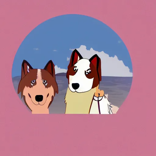 Image similar to a screenshoot of the show bojack horseman of a couple of shetland sheepdog in a style of bojack horsman