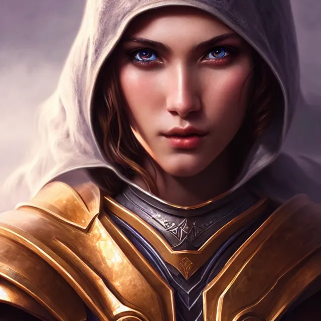 Image similar to holy paladin, highly detailed, 4 k, hdr, smooth, sharp focus, high resolution, award - winning photo, artgerm, photorealistic