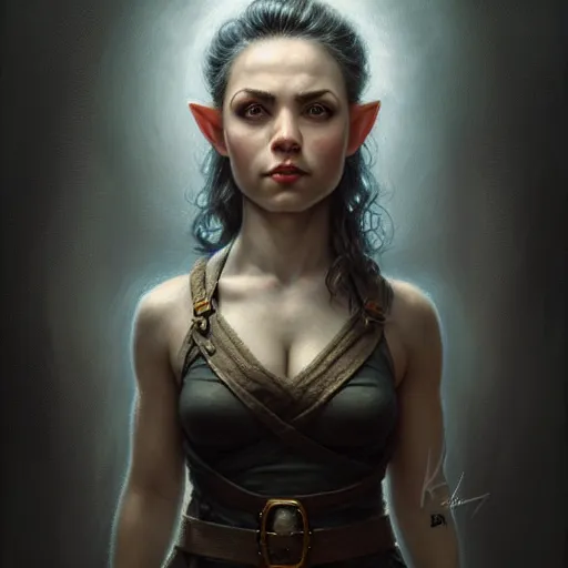 Prompt: portrait of a beautiful cute strong brave realistic! female gnome engineer, textured short black hair shaved undercut, wide angle, d & d, micro detail, intricate, elegant, highly detailed, centered, rule of thirds, artstation, sharp focus, illustration, artgerm, tomasz alen kopera, donato giancola, wlop