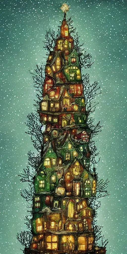 Image similar to an indoor christmas tree scene by alexander jansson