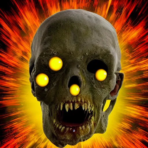 Image similar to exploding zombie head, high definition photography, professional