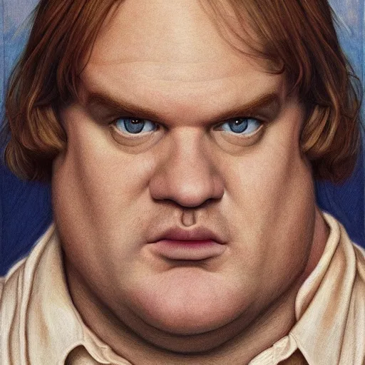 Image similar to Pre-Raphaelite portrait of American Actor Chris Farley, Artgerm