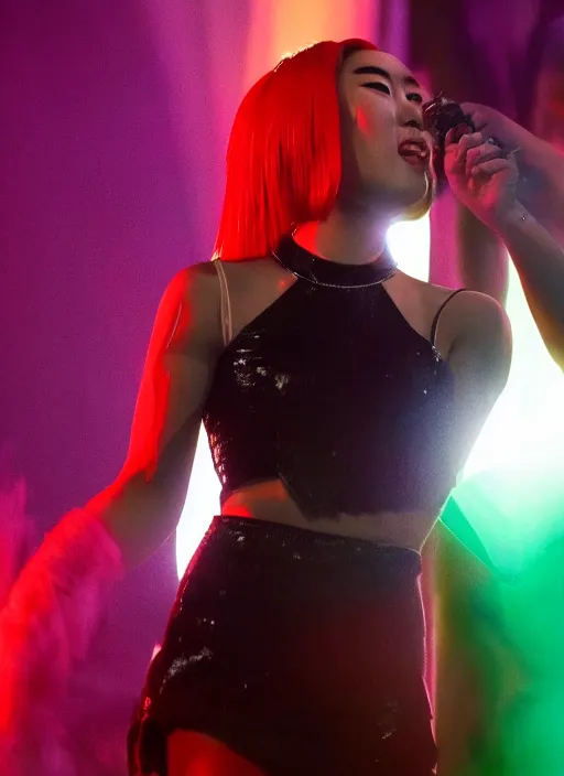 Image similar to rina sawayama winning a grammy award, red weapon 8 k s 3 5, cooke anamorphic / i lenses, highly detailed, cinematic lighting