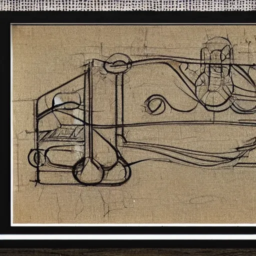 Prompt: blueprints of the first big mac sketch by leonardo davinci
