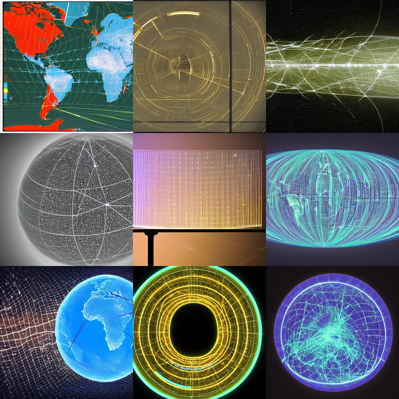 Prompt: a laminar flow of all internet data worldwide as lights on a Euclidian demarcated plane