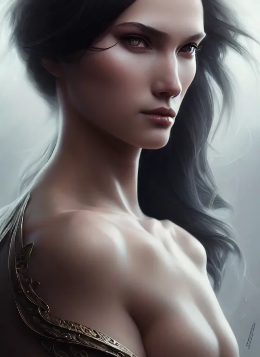 Prompt: portrait of female in sculpted wearable art fashion, intricate, elegant, highly detailed, digital photography, artstation, glamor pose, concept art, smooth, sharp focus, art by artgerm and greg rutkowski