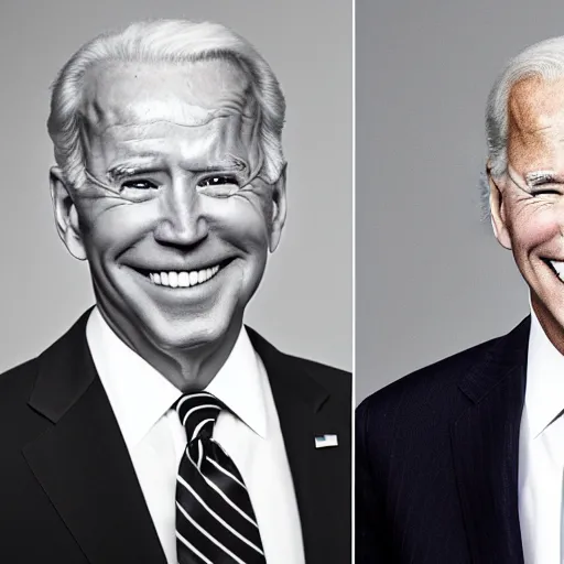 Image similar to A portrait photo of joe biden teams up with a teenage joe biden, perfect faces, 50 mm, award winning photography