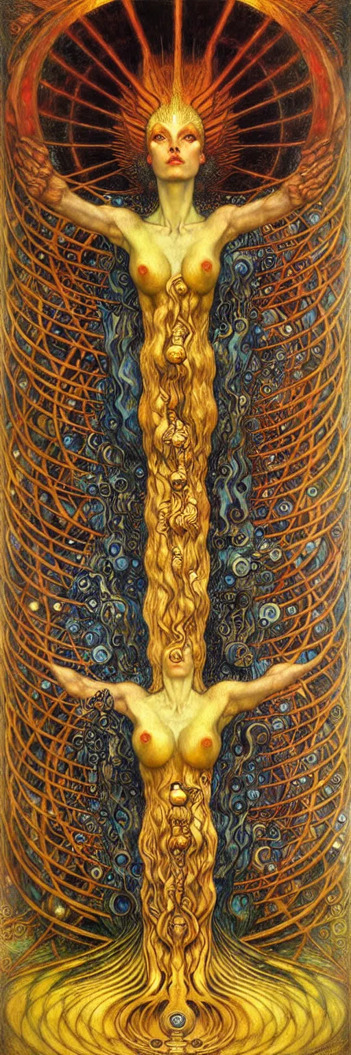 Image similar to Divine Chaos Engine by Karol Bak, Jean Delville, William Blake, Gustav Klimt, and Vincent Van Gogh, symbolist, visionary