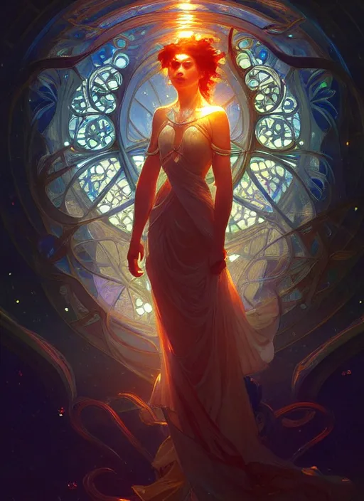 Image similar to water, glowing lights!! intricate elegant, highly detailed, digital painting, artstation, concept art, smooth, sharp focus, illustration, art by artgerm and greg rutkowski and alphonse mucha