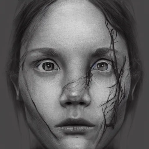 Image similar to a two people's face blending together!!!!!!, photorealistic art style, charcoal drawing by richard mortensen, matte drawing, hyper realism, zbrush, mannerism