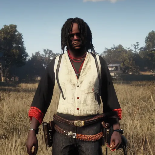 Image similar to Chief Keef in red dead redemption 2 4K quality digital art