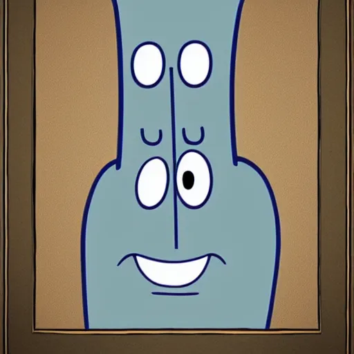 Image similar to handsome squidward, cartoon network style, portrait