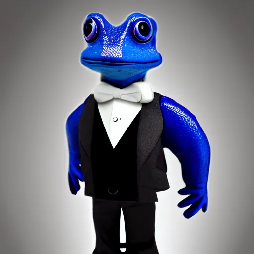 Image similar to blue salamander newt in a grey tuxedo, character icon