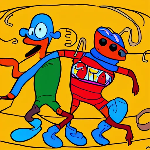 Image similar to Toejam and Earl, 90s cartoon, digital art