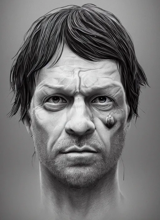 Image similar to portrait of a Serial Killer, detailed digital art, trending on Artstation