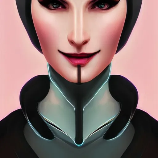 Prompt: android robot woman face painting, looking straight to camera, muted colors, matte print, pastel colors, ornate, digital art, cute smile, winning artwork, digital painting, professional art, elegant, by Ilya Kuvshinov, by artgerm