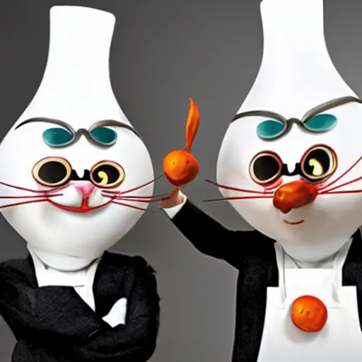 Image similar to anthropomorphic cats competing in masterchef