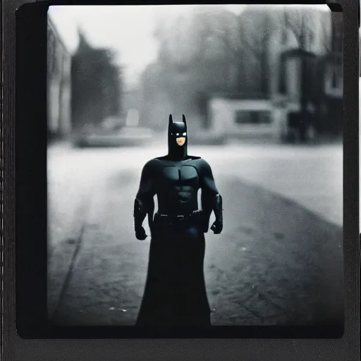 Image similar to polaroid of candid batman by Tarkovsky